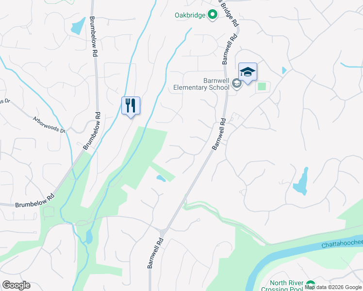 map of restaurants, bars, coffee shops, grocery stores, and more near 325 North Peak Drive in Alpharetta