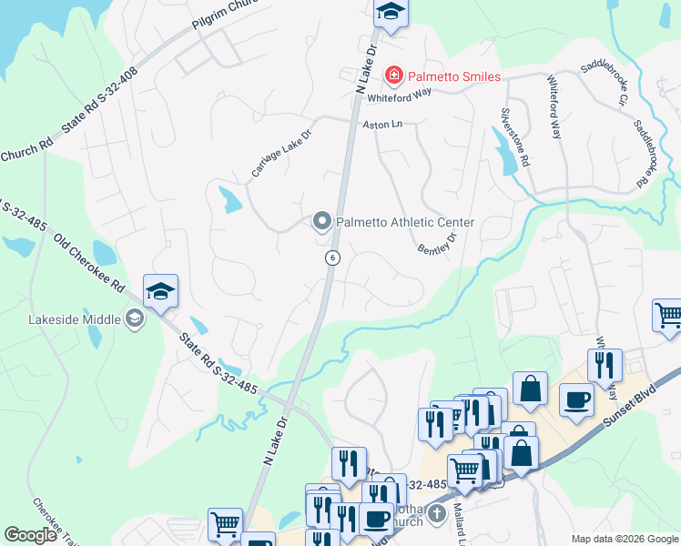 map of restaurants, bars, coffee shops, grocery stores, and more near 218 Hunters Ridge Drive in Lexington