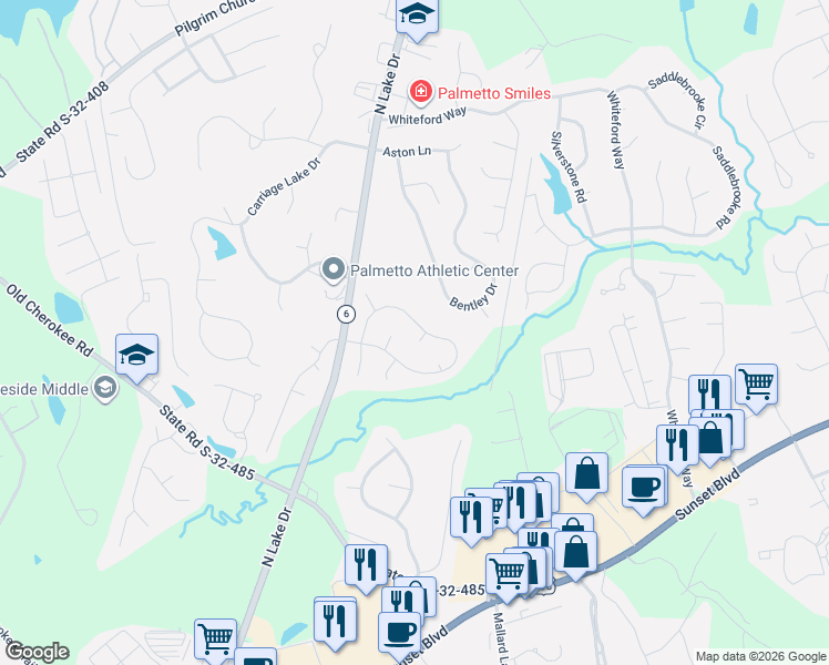 map of restaurants, bars, coffee shops, grocery stores, and more near 101 Fenwick Court in Lexington