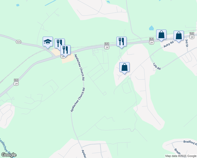map of restaurants, bars, coffee shops, grocery stores, and more near 31 West Stephens Street in Auburn