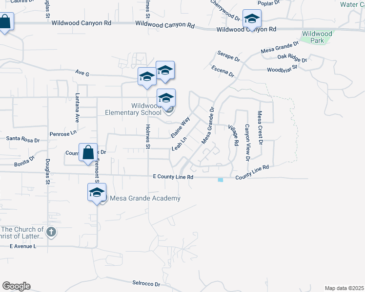 map of restaurants, bars, coffee shops, grocery stores, and more near 36029 Leah Ln in Yucaipa