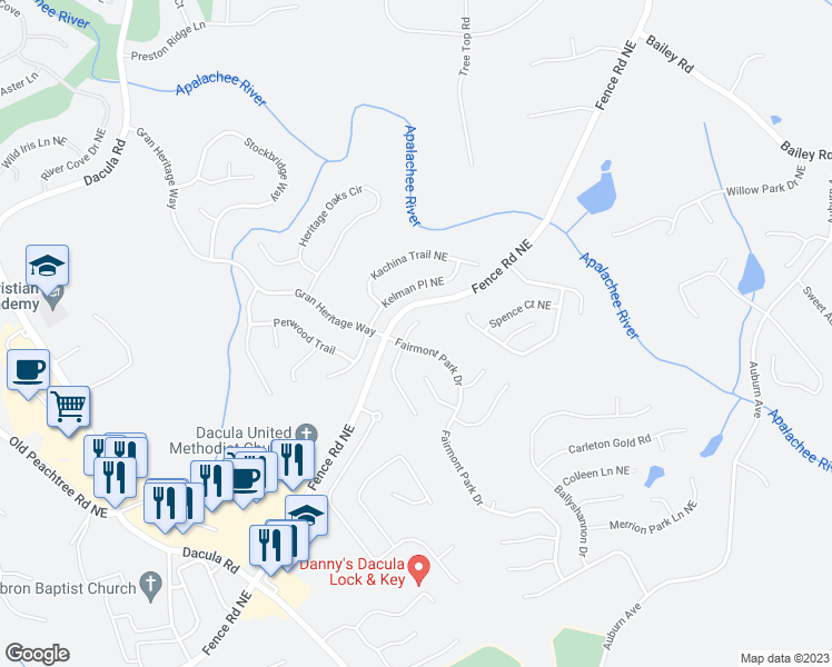 map of restaurants, bars, coffee shops, grocery stores, and more near 231 Carleton Gold Trail in Dacula
