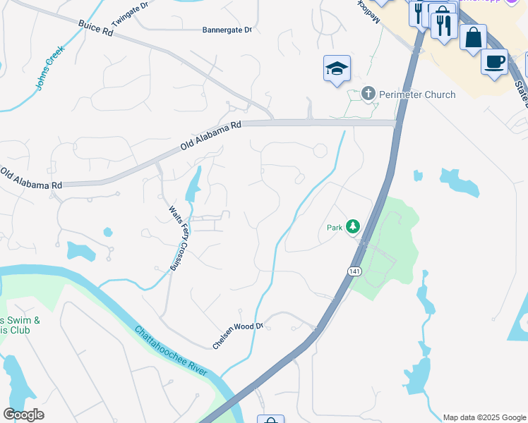map of restaurants, bars, coffee shops, grocery stores, and more near 9240 Prestwick Club Drive in Duluth