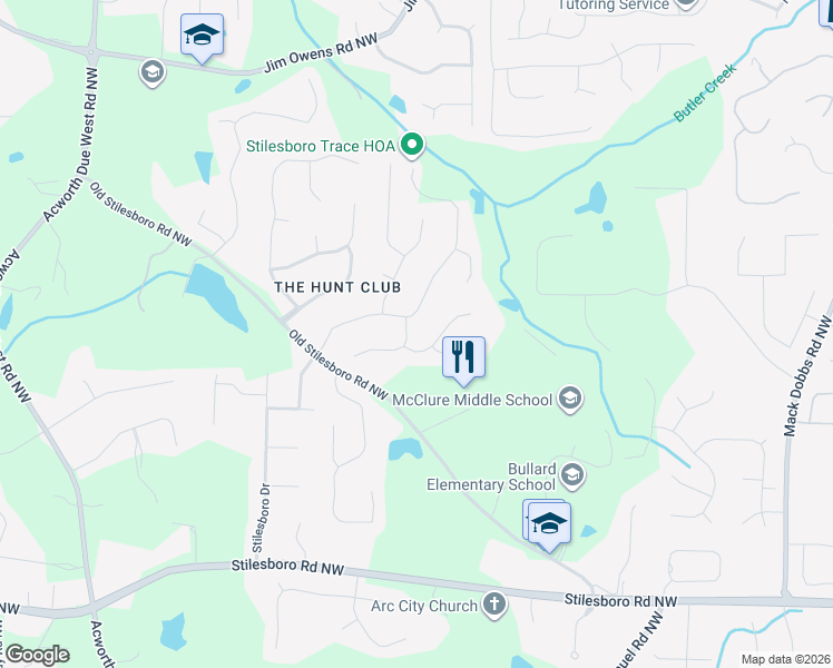 map of restaurants, bars, coffee shops, grocery stores, and more near 3831 Westwick Way Northwest in Kennesaw
