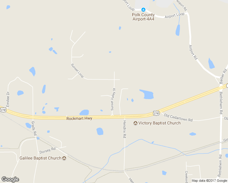 map of restaurants, bars, coffee shops, grocery stores, and more near Sunset Valley Street in Cedartown