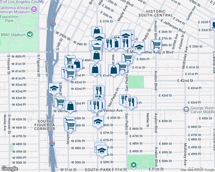 map of restaurants, bars, coffee shops, grocery stores, and more near 4231 Wall Street in Los Angeles