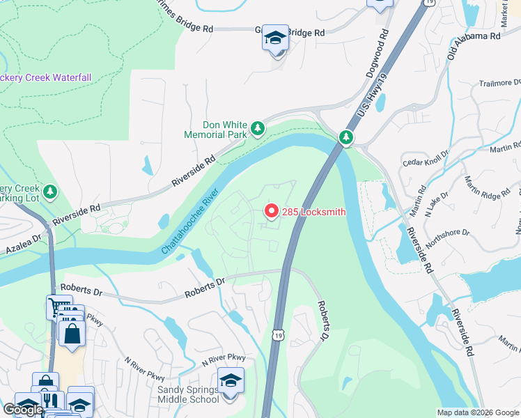 map of restaurants, bars, coffee shops, grocery stores, and more near 106 Wedgewood Way in Atlanta