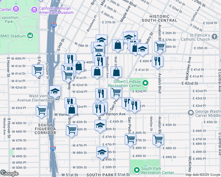 map of restaurants, bars, coffee shops, grocery stores, and more near 4216 Woodlawn Avenue in Los Angeles