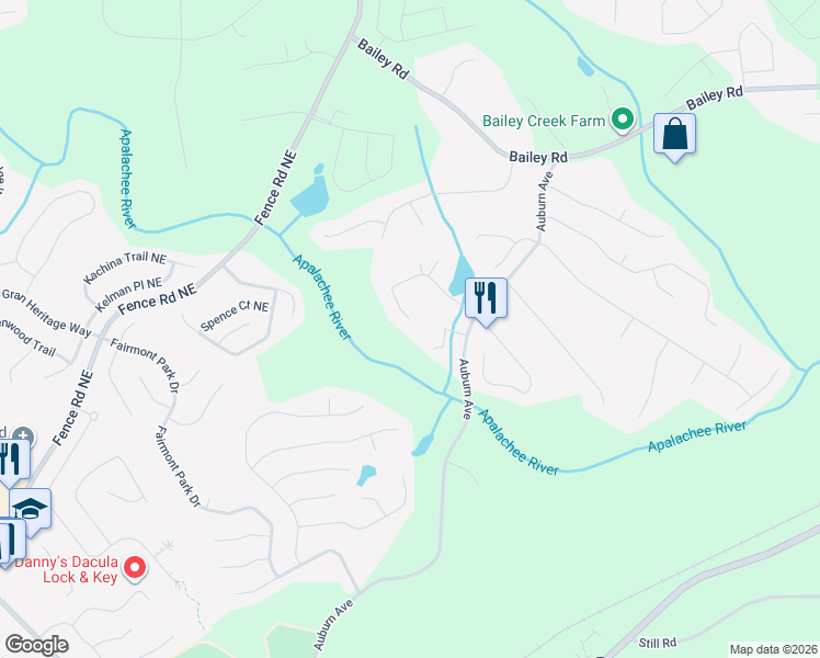 map of restaurants, bars, coffee shops, grocery stores, and more near 745 Roland Manor Drive in Dacula