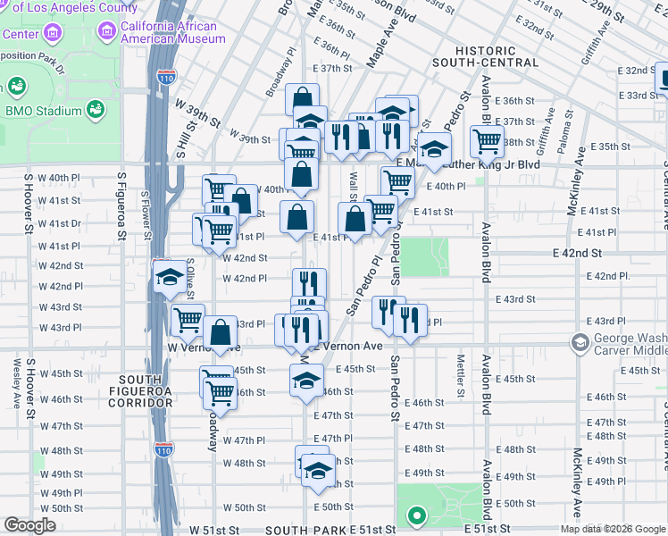 map of restaurants, bars, coffee shops, grocery stores, and more near 4216 Woodlawn Avenue in Los Angeles