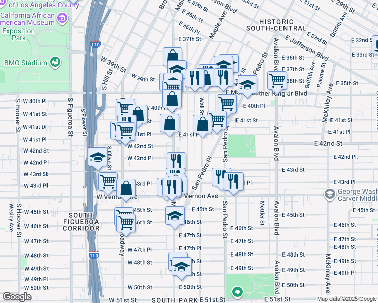 map of restaurants, bars, coffee shops, grocery stores, and more near 4231 Wall Street in Los Angeles