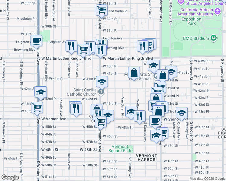 map of restaurants, bars, coffee shops, grocery stores, and more near 4232 Kenwood Avenue in Los Angeles