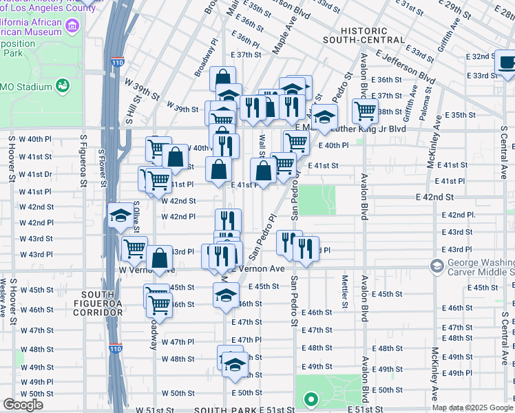 map of restaurants, bars, coffee shops, grocery stores, and more near 4231 Wall Street in Los Angeles