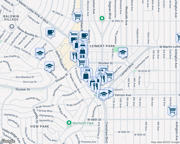 map of restaurants, bars, coffee shops, grocery stores, and more near 4248 McClung Drive in Los Angeles