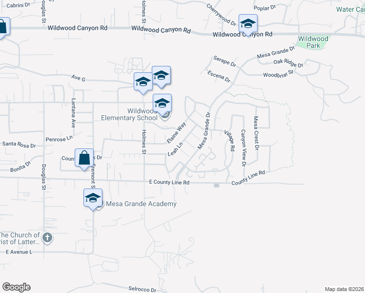 map of restaurants, bars, coffee shops, grocery stores, and more near 13582 Deborah Court in Yucaipa