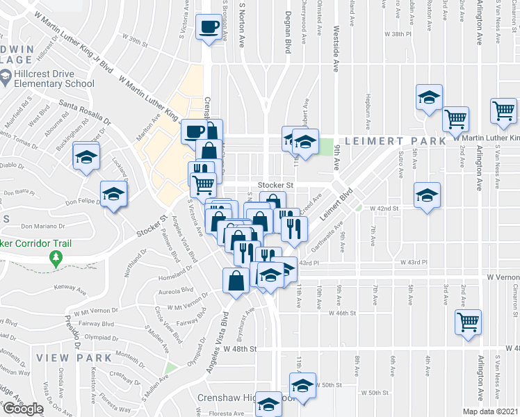map of restaurants, bars, coffee shops, grocery stores, and more near in Los Angeles