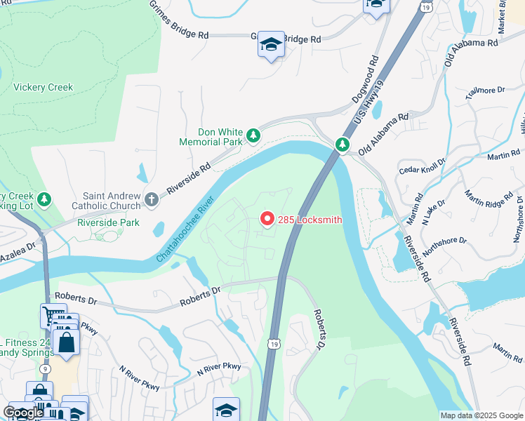 map of restaurants, bars, coffee shops, grocery stores, and more near 106 Wedgewood Way in Atlanta
