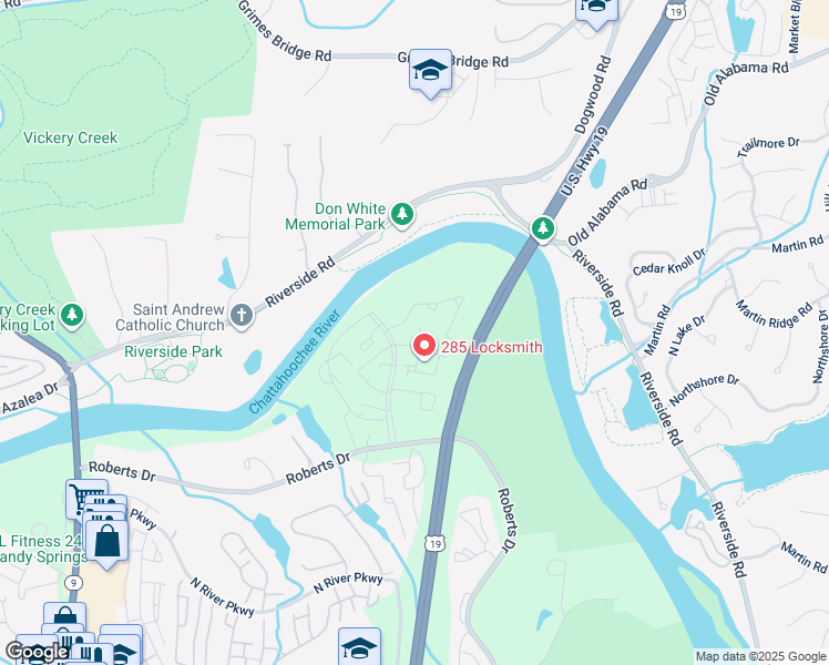 map of restaurants, bars, coffee shops, grocery stores, and more near 106 Wedgewood Way in Atlanta