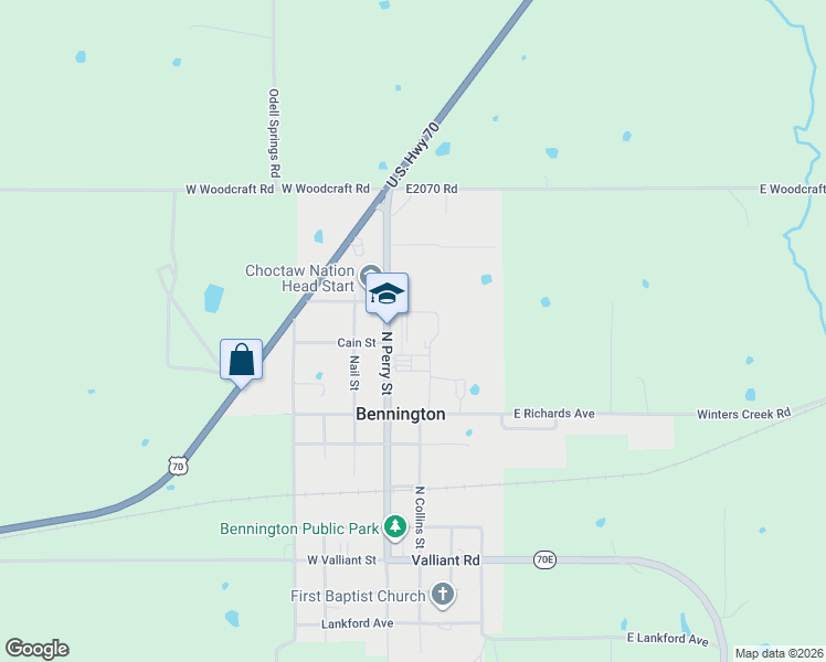 map of restaurants, bars, coffee shops, grocery stores, and more near 729 North Perry Street in Bennington