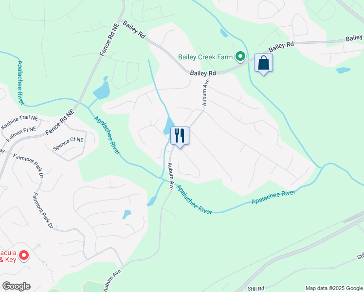 map of restaurants, bars, coffee shops, grocery stores, and more near 585 Roland Manor Drive in Dacula
