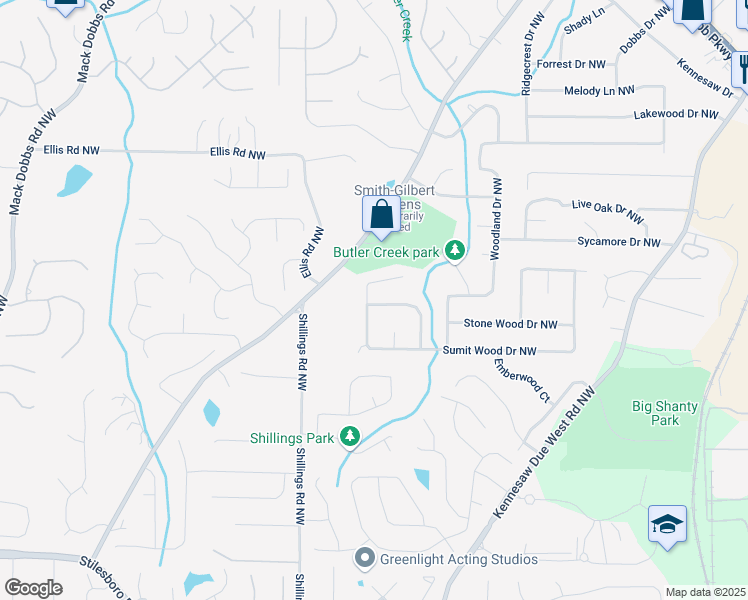 map of restaurants, bars, coffee shops, grocery stores, and more near 7060 Steel Wood Drive Northwest in Kennesaw