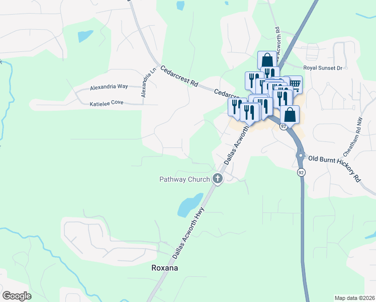 map of restaurants, bars, coffee shops, grocery stores, and more near 11 Ranch Creek in Dallas