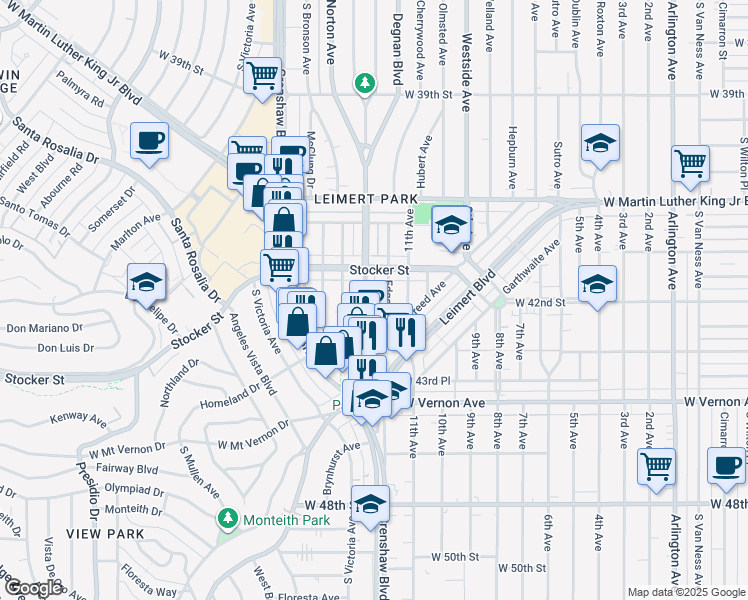 map of restaurants, bars, coffee shops, grocery stores, and more near 4215 Edgehill Drive in Los Angeles