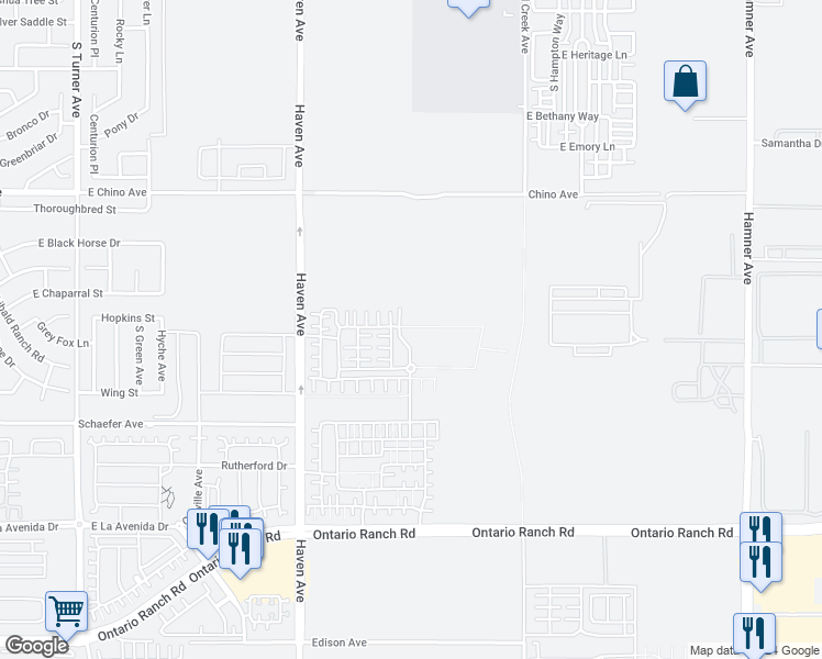 map of restaurants, bars, coffee shops, grocery stores, and more near in Ontario