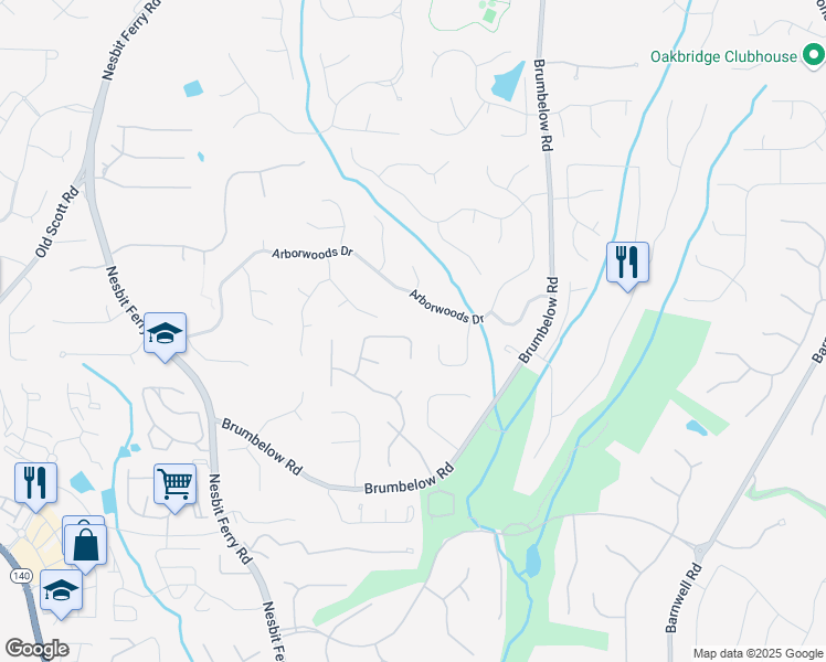 map of restaurants, bars, coffee shops, grocery stores, and more near 3110 Birchton Street in Alpharetta