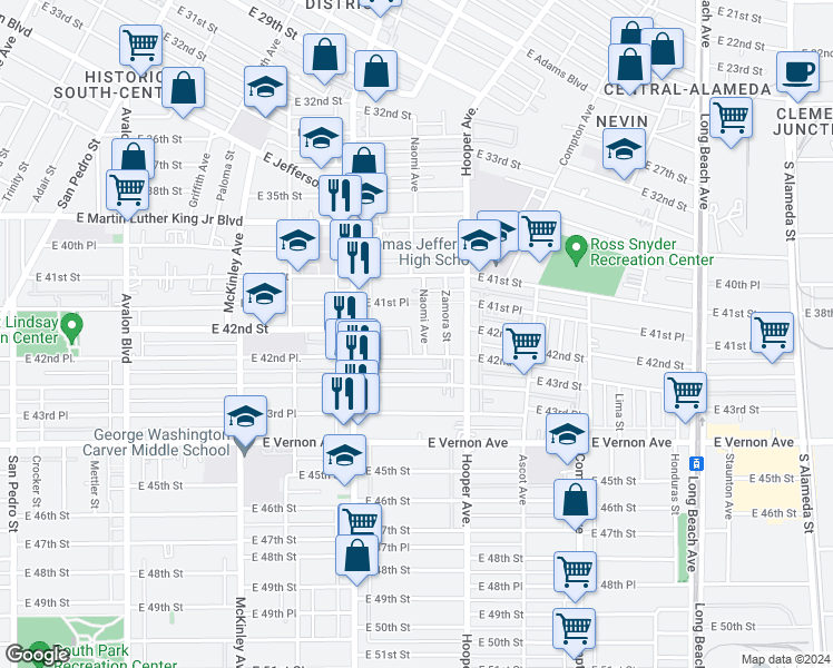 map of restaurants, bars, coffee shops, grocery stores, and more near 4163 Naomi Avenue in Los Angeles