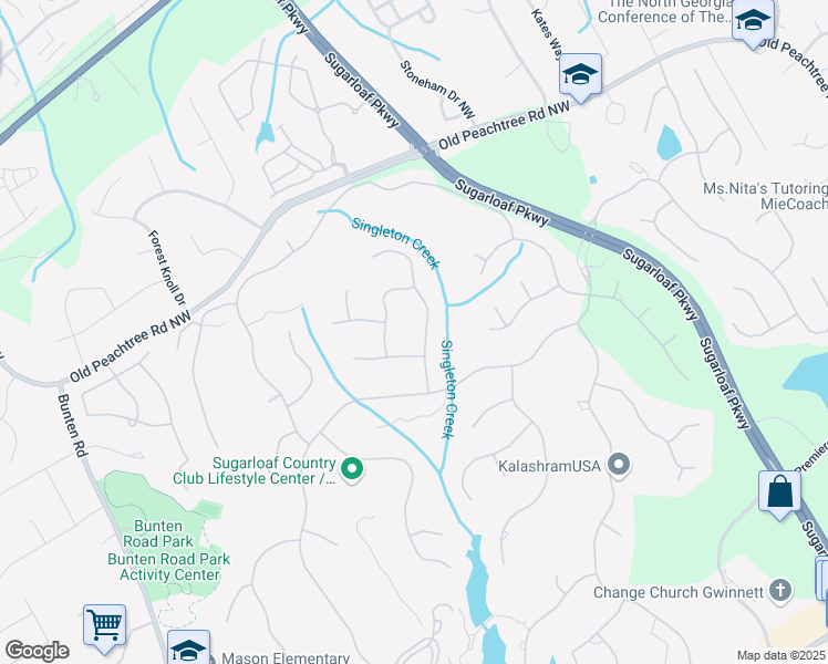 map of restaurants, bars, coffee shops, grocery stores, and more near 2679 Wynnton Drive in Duluth