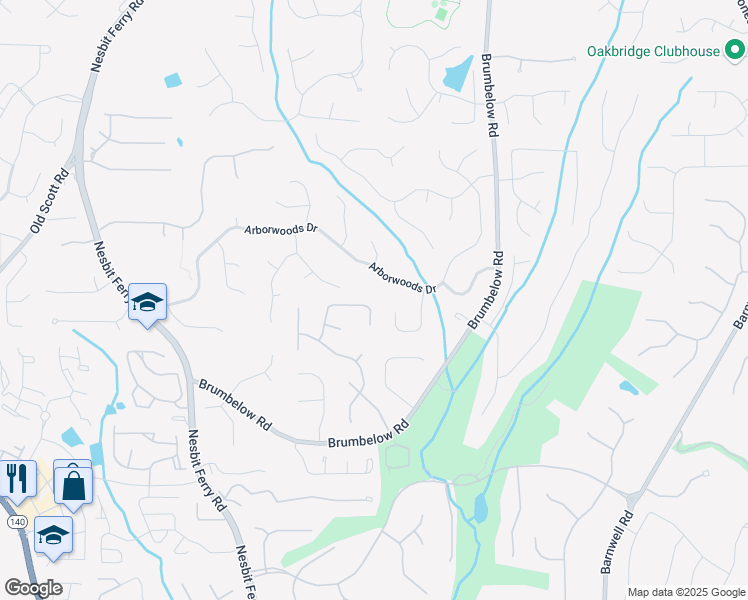 map of restaurants, bars, coffee shops, grocery stores, and more near 3110 Birchton Street in Alpharetta