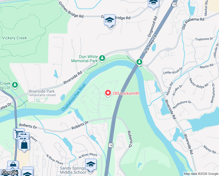 map of restaurants, bars, coffee shops, grocery stores, and more near 2906 Queen Anne Court in Atlanta