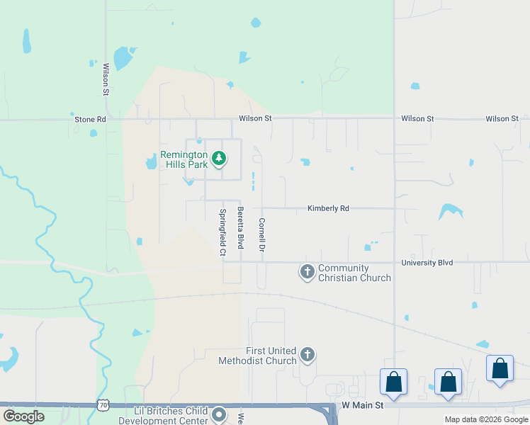 map of restaurants, bars, coffee shops, grocery stores, and more near 201 Cornell Drive in Durant