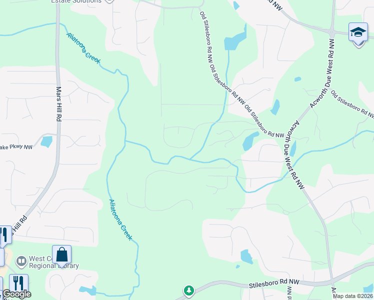 map of restaurants, bars, coffee shops, grocery stores, and more near 4501 Cavallon Way Northwest in Acworth