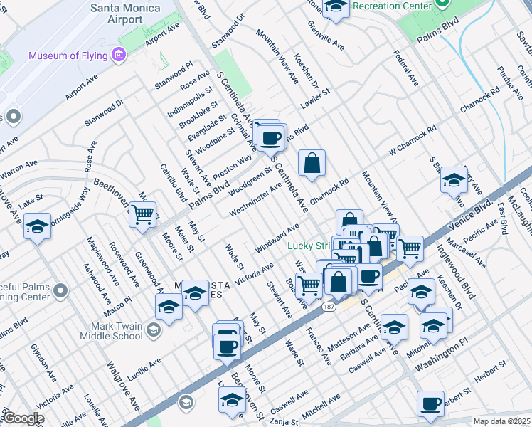 map of restaurants, bars, coffee shops, grocery stores, and more near 3580 Wasatch Avenue in Los Angeles