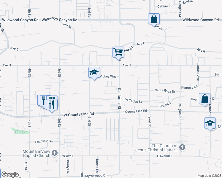 map of restaurants, bars, coffee shops, grocery stores, and more near 33575 #2 Yucaipa Boulevard in Yucaipa