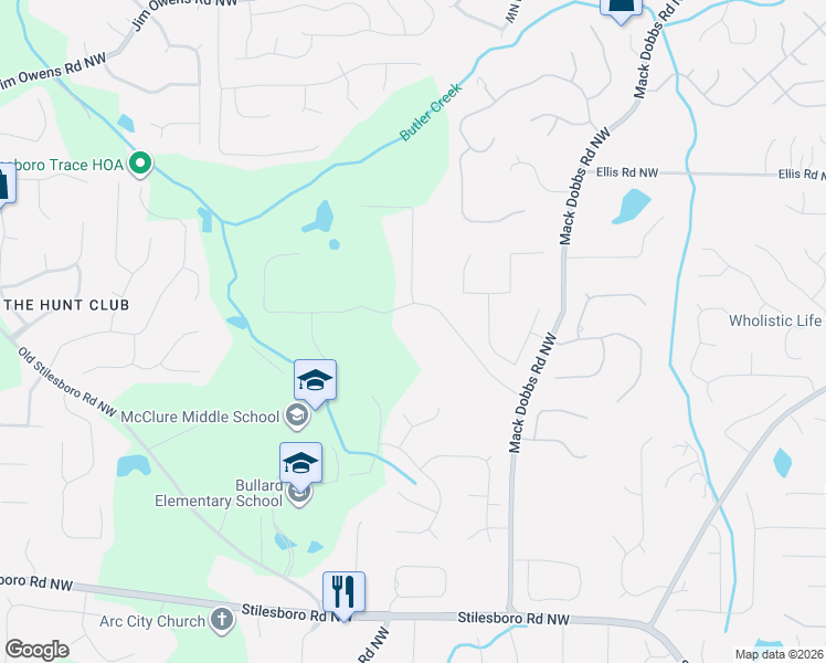 map of restaurants, bars, coffee shops, grocery stores, and more near 3451 Valley Hill Road Northwest in Kennesaw