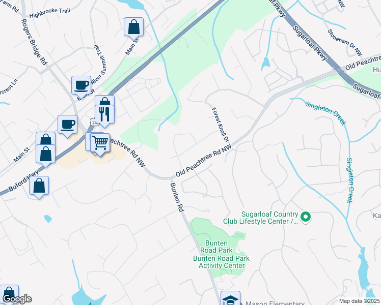 map of restaurants, bars, coffee shops, grocery stores, and more near 2532 Augustus Drive in Duluth