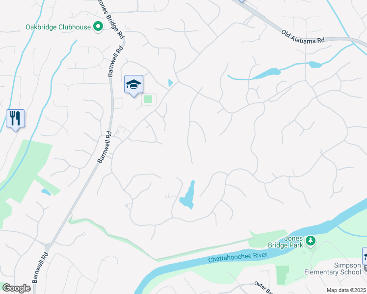 map of restaurants, bars, coffee shops, grocery stores, and more near 6092 Carlisle Lane in Alpharetta