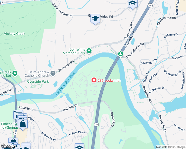 map of restaurants, bars, coffee shops, grocery stores, and more near 2906 Queen Anne Court in Atlanta