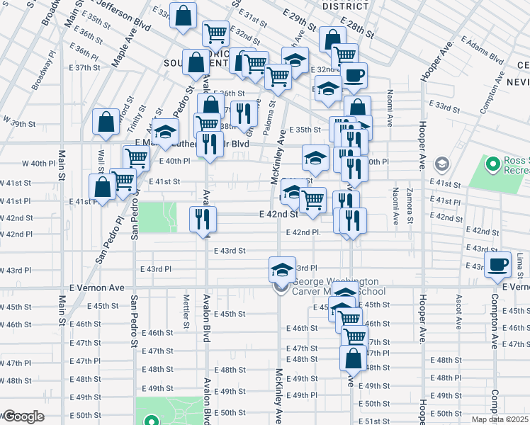 map of restaurants, bars, coffee shops, grocery stores, and more near 4155 McKinley Avenue in Los Angeles