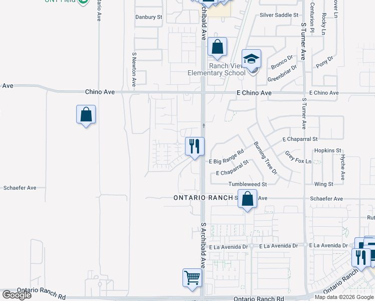 map of restaurants, bars, coffee shops, grocery stores, and more near 2645 Brockram Drive in Ontario