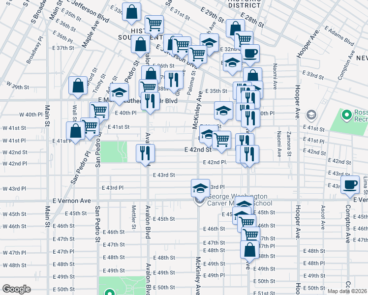 map of restaurants, bars, coffee shops, grocery stores, and more near 4155 McKinley Avenue in Los Angeles