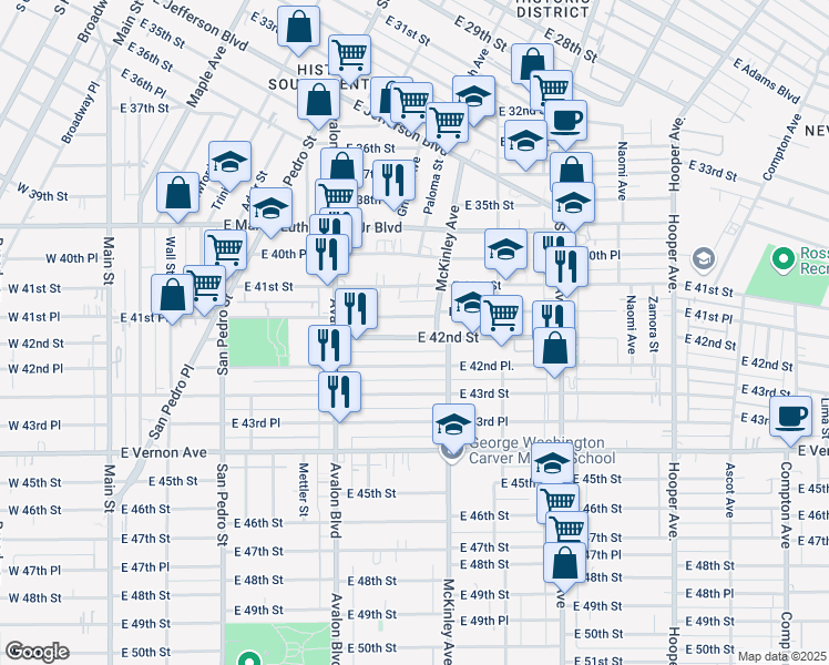 map of restaurants, bars, coffee shops, grocery stores, and more near 4155 McKinley Avenue in Los Angeles