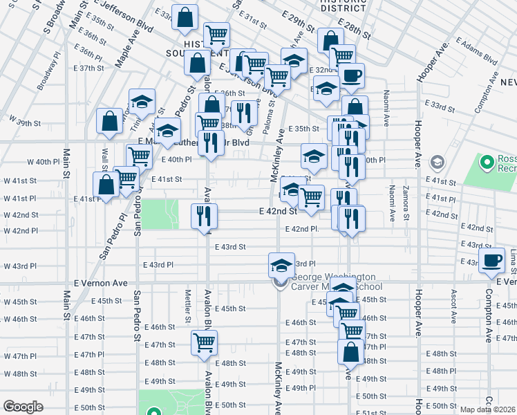 map of restaurants, bars, coffee shops, grocery stores, and more near 4155 McKinley Avenue in Los Angeles