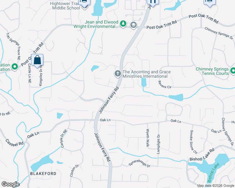map of restaurants, bars, coffee shops, grocery stores, and more near 2392 Johnson Ferry Rd in Marietta