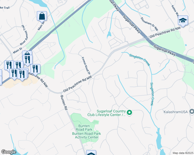 map of restaurants, bars, coffee shops, grocery stores, and more near 3299 Carmichael Place Northwest in Duluth