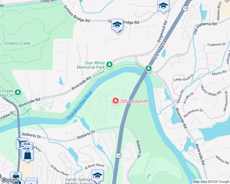 map of restaurants, bars, coffee shops, grocery stores, and more near 2906 Queen Anne Court in Atlanta