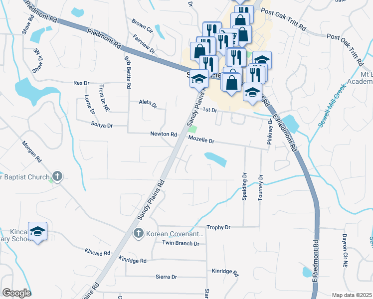 map of restaurants, bars, coffee shops, grocery stores, and more near 2325 Ventana Crossing in Marietta